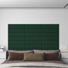 vidaXL 12 db sötétzöld szövet fali panel 60x15 cm 1,08 m² tapéta, díszléc és más dekoráció