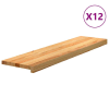 vidaXL 12 db tömör tölgyfa világosbarna lépcsőfokok 100x25x2 cm