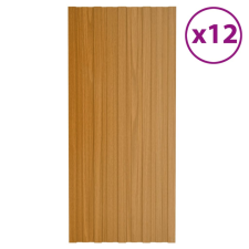 vidaXL 12 db világos faszínű horganyzott acél tetőpanel 100 x 45 cm építőanyag