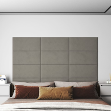 vidaXL 12 db világosszürke bársony fali panel 60x30 cm 2,16 m² dekorburkolat