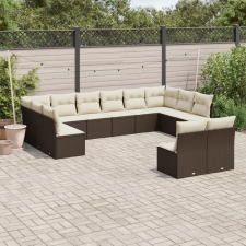 vidaXL 12 részes barna polyrattan kerti ülőgarnitúra párnákkal kerti bútor