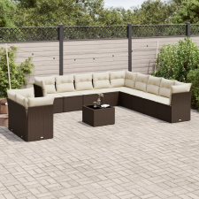 vidaXL 12 részes barna polyrattan kerti ülőgarnitúra párnákkal kerti bútor