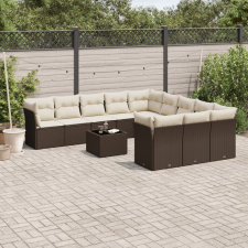 vidaXL 12 részes barna polyrattan kerti ülőgarnitúra párnákkal kerti bútor
