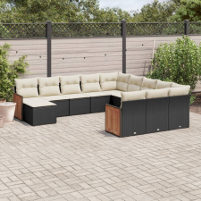 vidaXL 12 részes fekete polyrattan kerti ülőgarnitúra párnákkal kerti bútor