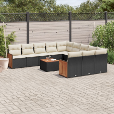 vidaXL 12 részes fekete polyrattan kerti ülőgarnitúra párnákkal kerti bútor