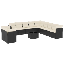 vidaXL 12 részes fekete polyrattan kerti ülőgarnitúra párnákkal (3217886) kerti bútor