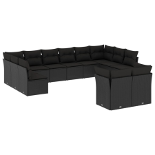 vidaXL 12 részes fekete polyrattan kerti ülőgarnitúra párnákkal (3218425) kerti bútor