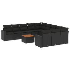 vidaXL 12 részes fekete polyrattan kerti ülőgarnitúra párnákkal (3224347) kerti bútor