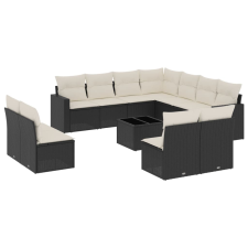 vidaXL 12 részes fekete polyrattan kerti ülőgarnitúra párnákkal (3251473) kerti bútor