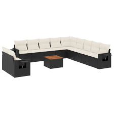 vidaXL 12 részes fekete polyrattan kerti ülőgarnitúra párnákkal (3256973) kerti bútor