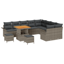 vidaXL 12 részes kerti kanapé szett párnázattal Szürke Poly rattan Akác (3364123) kerti bútor
