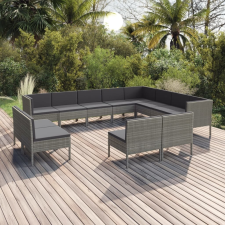 vidaXL 12 részes szürke polyrattan kerti ülőgarnitúra párnákkal kerti bútor