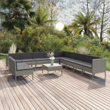 vidaXL 12 részes szürke polyrattan kerti ülőgarnitúra párnákkal kerti bútor