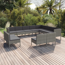 vidaXL 12 részes szürke polyrattan kerti ülőgarnitúra párnákkal kerti bútor