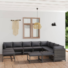 vidaXL 12 részes szürke polyrattan kerti ülőgarnitúra párnákkal kerti bútor