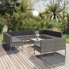 vidaXL 12 részes szürke polyrattan kerti ülőgarnitúra párnákkal kerti bútor
