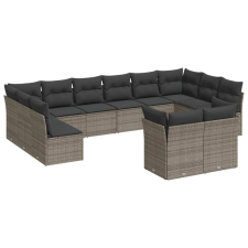 vidaXL 12 részes szürke polyrattan kerti ülőgarnitúra párnákkal (3218430) kerti bútor