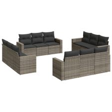 vidaXL 12 részes szürke polyrattan kerti ülőgarnitúra párnákkal (3218760) kerti bútor