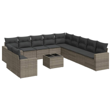 vidaXL 12 részes szürke polyrattan kerti ülőgarnitúra párnákkal (3251537) kerti bútor