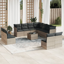 vidaXL 12 részes világosszürke polyrattan kerti ülőgarnitúra párnával kerti bútor