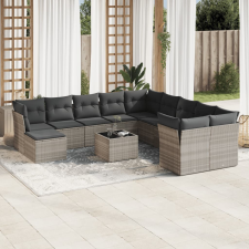 vidaXL 12 részes világosszürke polyrattan kerti ülőgarnitúra párnával kerti bútor