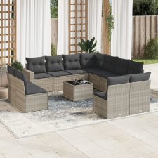 vidaXL 12 részes világosszürke polyrattan kerti ülőgarnitúra párnával kerti bútor