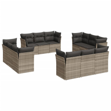 vidaXL 12 részes világosszürke polyrattan kerti ülőgarnitúra párnával (3217332) kerti bútor