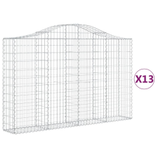vidaXL 13 db íves horganyzott vas gabion kosár 200x30x120/140 cm (3145462) kerti tárolás