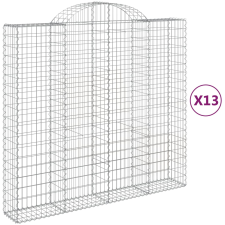vidaXL 13 db íves horganyzott vas gabion kosár 200x50x180/200 cm (3146415) kerti tárolás