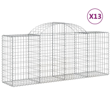 vidaXL 13 db íves horganyzott vas gabion kosár 200x50x80/100 cm (3146310) kerti tárolás