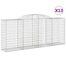 vidaXL 13 db íves horganyzott vas gabion kosár 300x50x120/140 cm (3146730) kerti tárolás