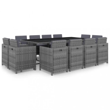 vidaXL 13 részes antracitszürke polyrattan étkezőgarnitúra párnákkal kerti bútor