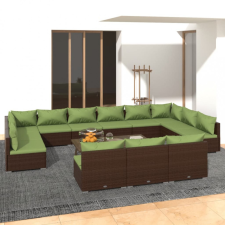 vidaXL 13 részes barna polyrattan kerti ülőgarnitúra párnákkal kerti bútor