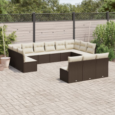 vidaXL 13 részes barna polyrattan kerti ülőgarnitúra párnákkal kerti bútor