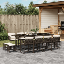 vidaXL 13 részes barna polyrattan kerti ülőgarnitúra párnákkal kerti bútor