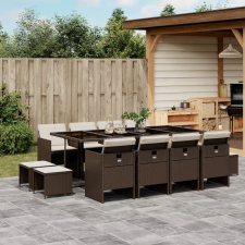 vidaXL 13 részes barna polyrattan kerti ülőgarnitúra párnákkal kerti bútor