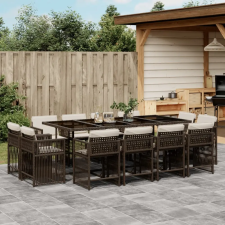 vidaXL 13 részes barna polyrattan kerti ülőgarnitúra párnákkal kerti bútor