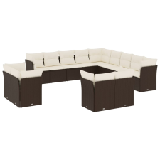 vidaXL 13 részes barna polyrattan kerti ülőgarnitúra párnákkal (3218553) kerti bútor