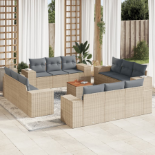 vidaXL 13 részes bézs polyrattan kerti ülőgarnitúra párnákkal kerti bútor