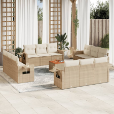 vidaXL 13 részes bézs polyrattan kerti ülőgarnitúra párnákkal kerti bútor