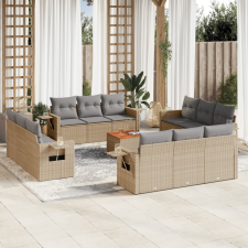 vidaXL 13 részes bézs polyrattan kerti ülőgarnitúra párnákkal kerti bútor