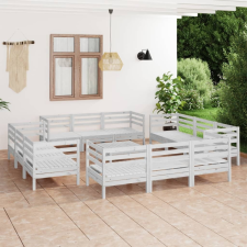 vidaXL 13 részes fehér tömör fenyőfa kerti ülőgarnitúra kerti bútor