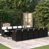 vidaXL 13 részes fekete polyrattan kerti étkezőgarnitúra párnákkal