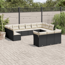 vidaXL 13 részes fekete polyrattan kerti ülőgarnitúra párnákkal kerti bútor
