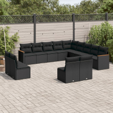 vidaXL 13 részes fekete polyrattan kerti ülőgarnitúra párnákkal kerti bútor