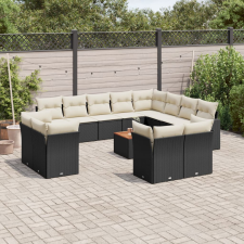 vidaXL 13 részes fekete polyrattan kerti ülőgarnitúra párnákkal kerti bútor