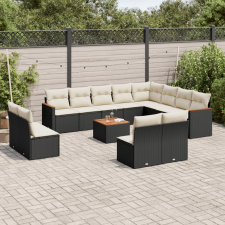 vidaXL 13 részes fekete polyrattan kerti ülőgarnitúra párnákkal kerti bútor