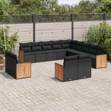vidaXL 13 részes fekete polyrattan kerti ülőgarnitúra párnákkal kerti bútor
