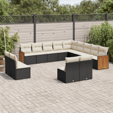 vidaXL 13 részes fekete polyrattan kerti ülőgarnitúra párnákkal kerti bútor