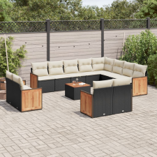 vidaXL 13 részes fekete polyrattan kerti ülőgarnitúra párnákkal kerti bútor